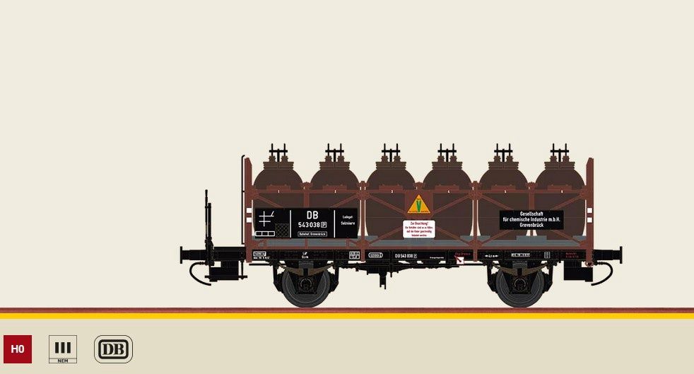 Brawa 49312 - Säuretopfwagen Z [P] "Gesellschaft für chemische Industrie m.b.H Grevenbrück" DB, H0