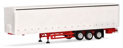 Herpa 1:87 - Gordijntrailer met zijwanden, wit/rood