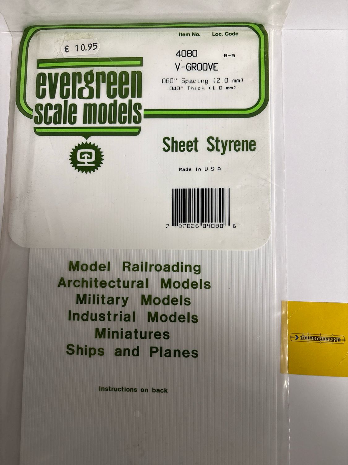 Evergreen 4080 - Gegroefd - 1mm dik - plankbreedte 2