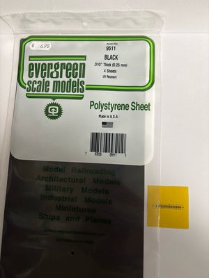 Evergreen 9511 - Gladde plaat, zwart 152x292 mm - Plaat,