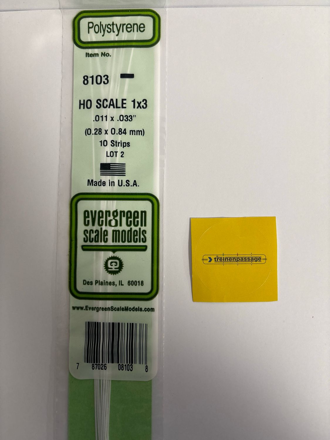 Evergreen 8103 - H0 Strip - 0,25x0,84
