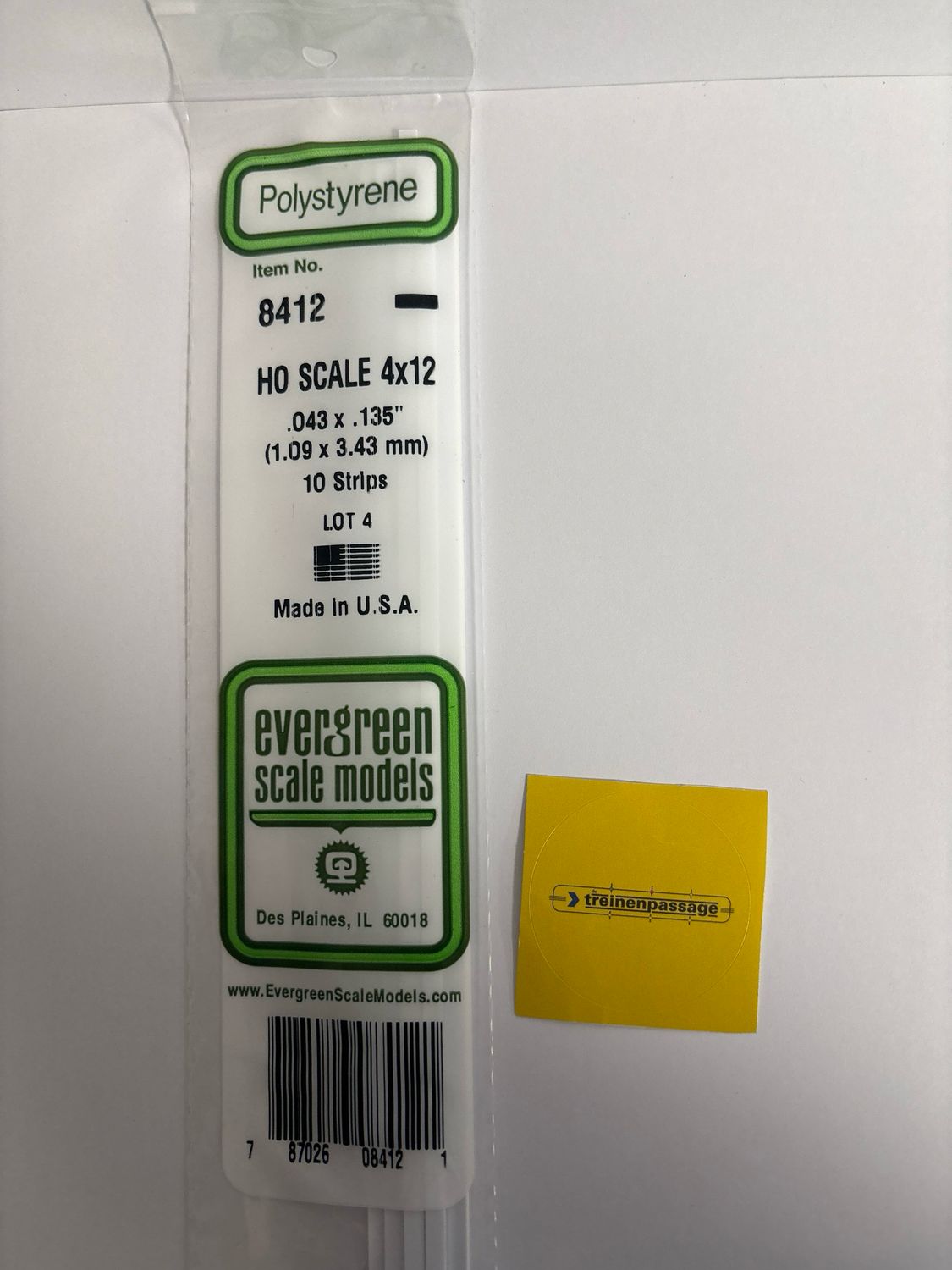 Evergreen 8412 - H0 Strip - 1,09x3,43