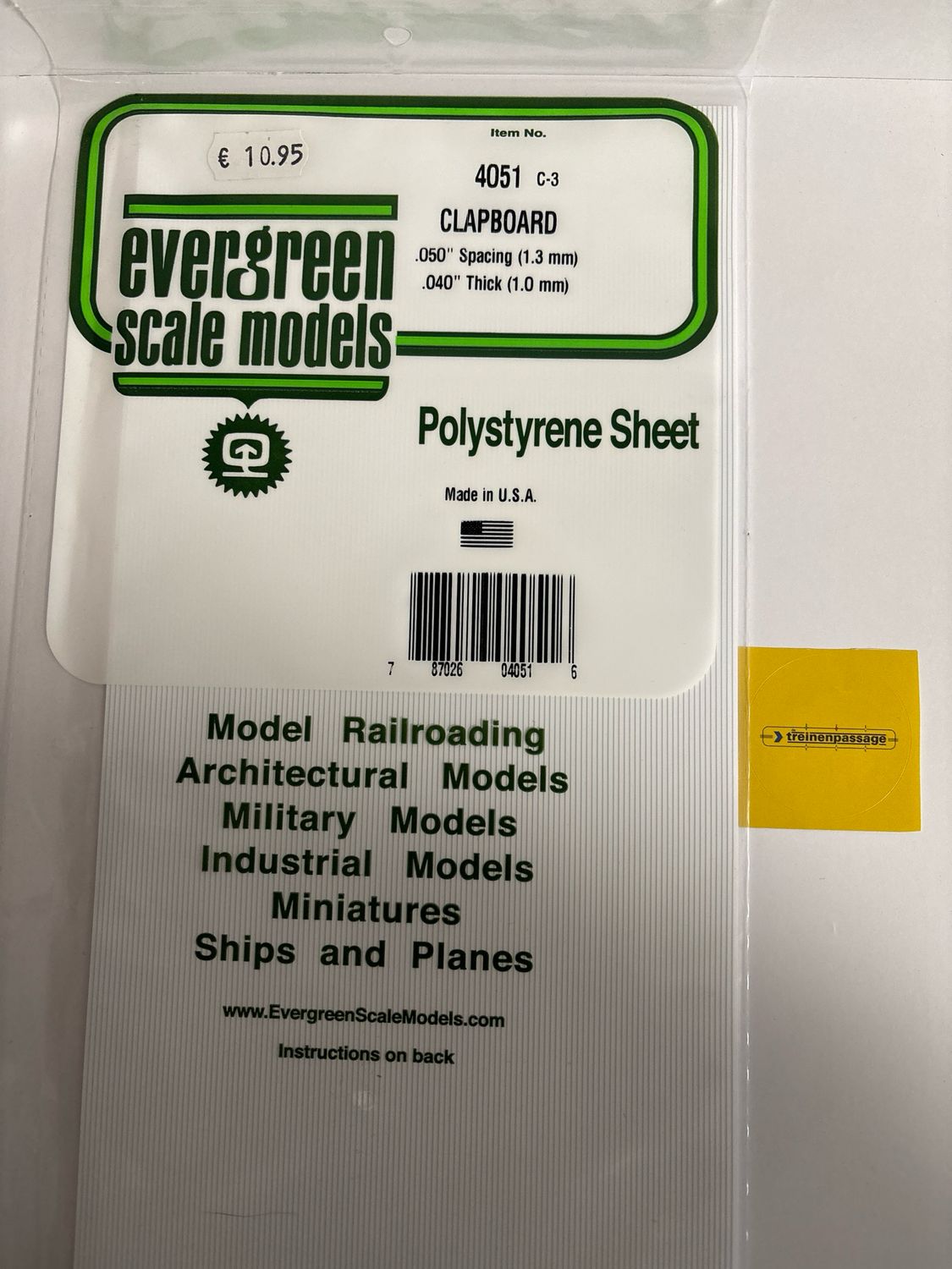 Evergreen 4051 - Overmaads 1mm dik - plankbreedte 1.3