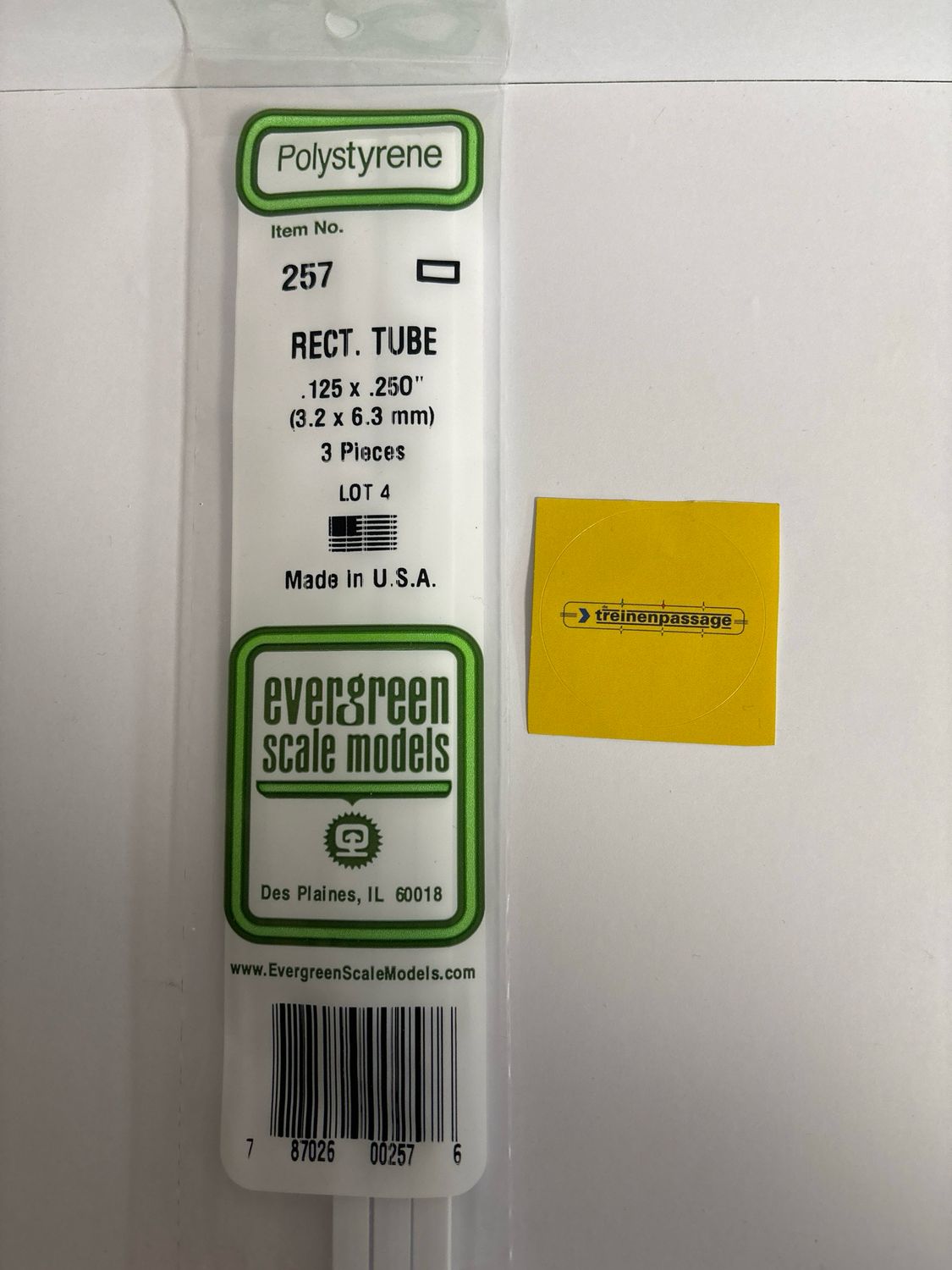 Evergreen 257 - Rechthoekige pijp - 3.2x 6.4