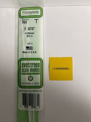 Evergreen 763 - (35cm) White Polystyrene T Shape .073" (1.85 mm)
