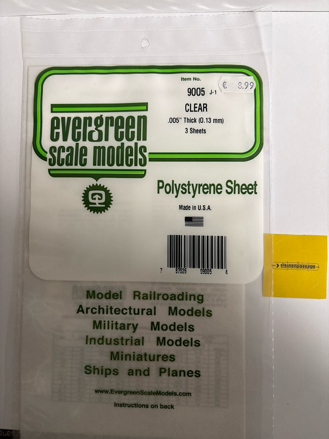 Evergreen 9005 - Gladde plaat 152x292 mm - Helder 0.1