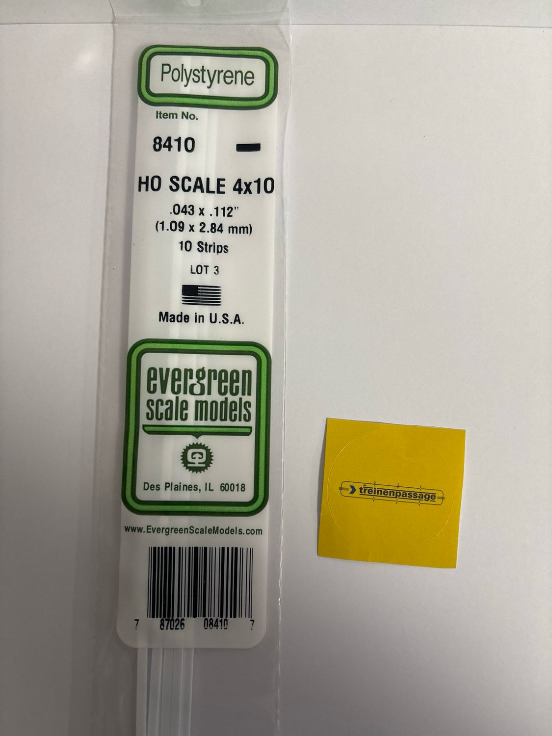 Evergreen 8410 - H0 Strip - 1,09x2,84