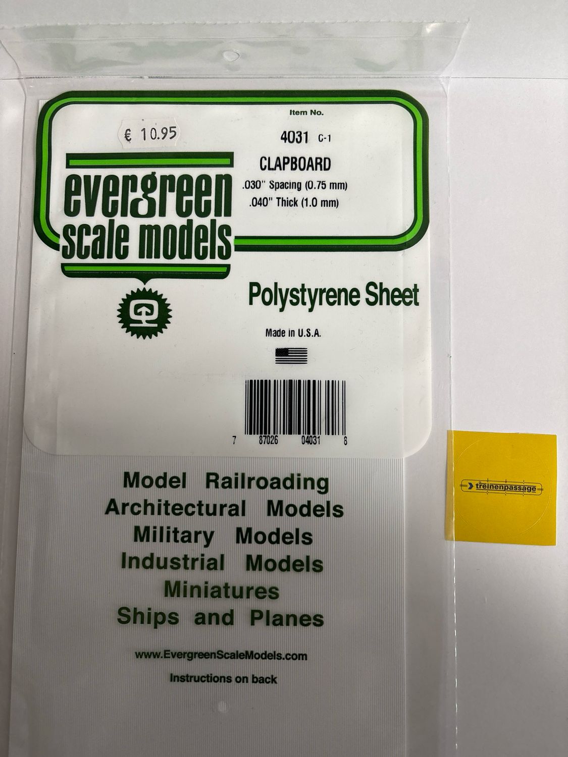 Evergreen 4031 - Overmaads 1mm dik - plankbreedte 0.8