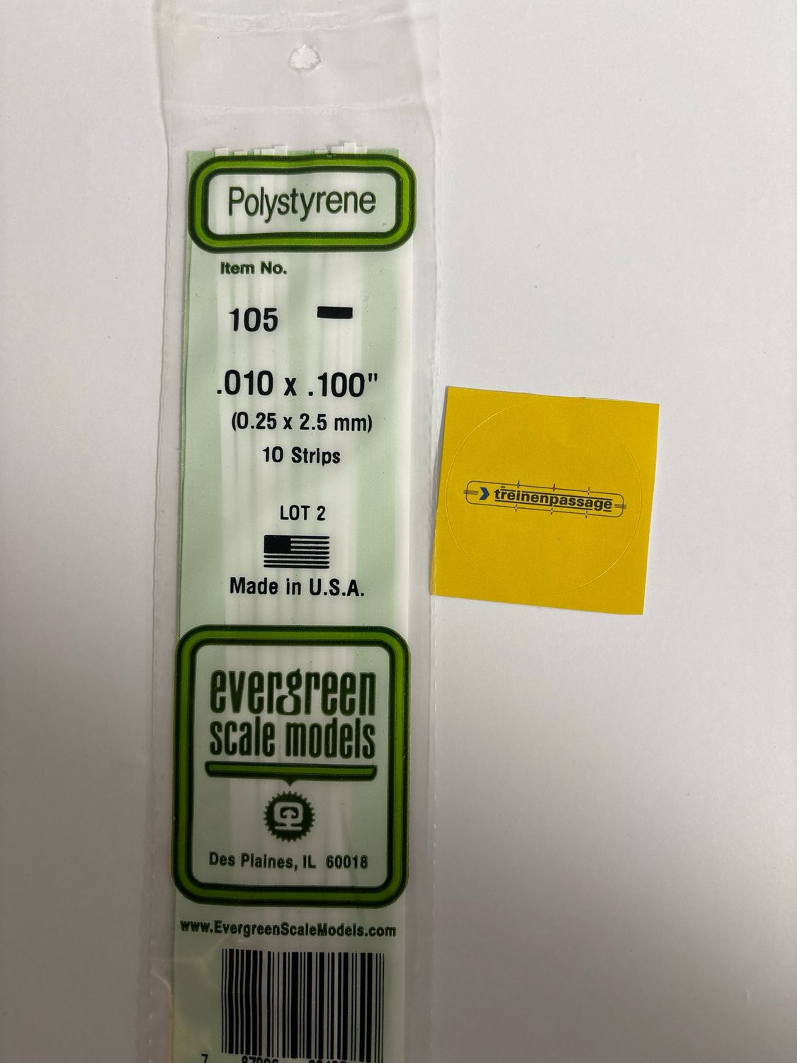 Evergreen 105 - Strip - L.355mm - 0.25x2.5