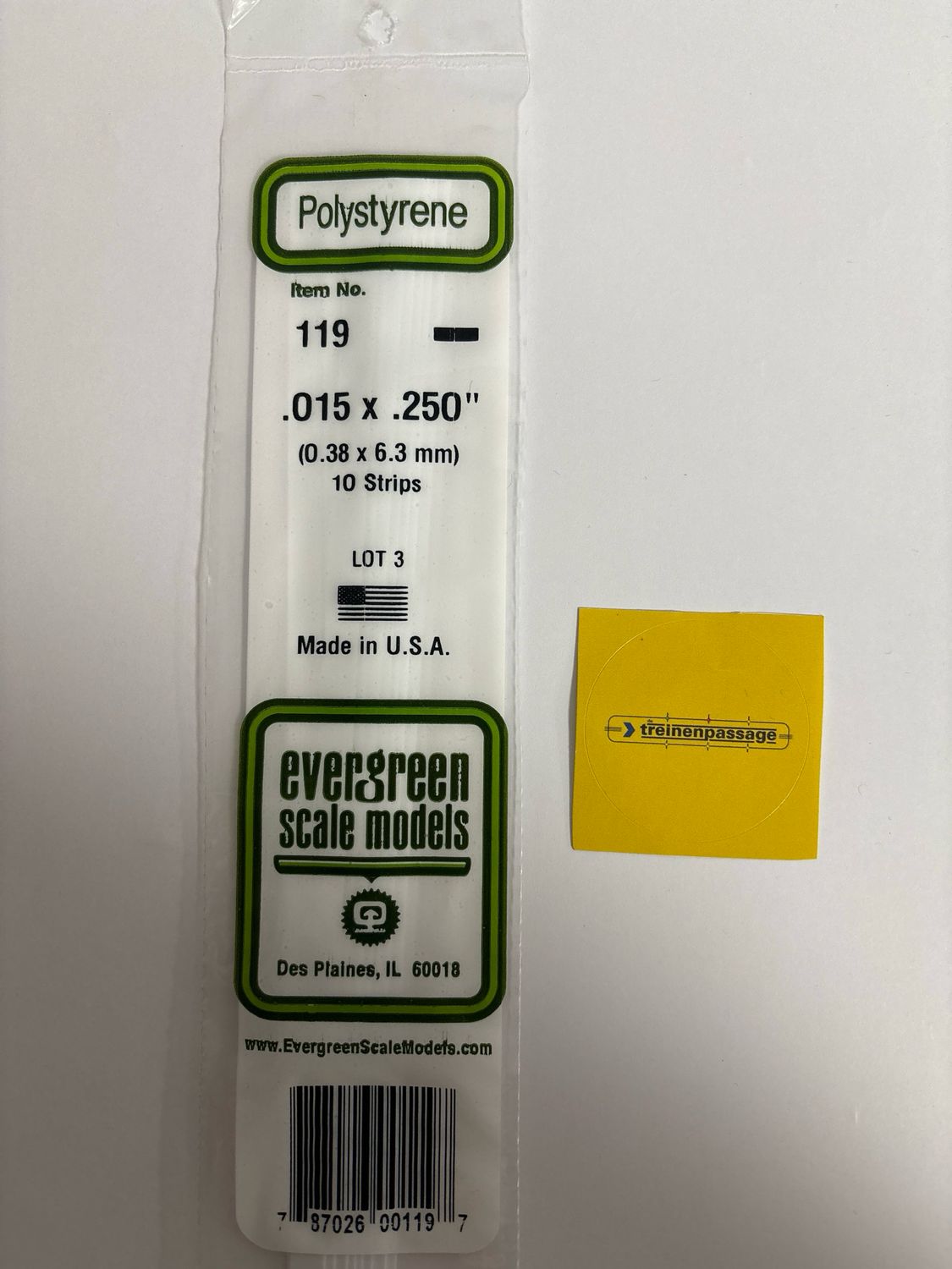 Evergreen 119 - Strip - L.355mm - 0.4x6.4