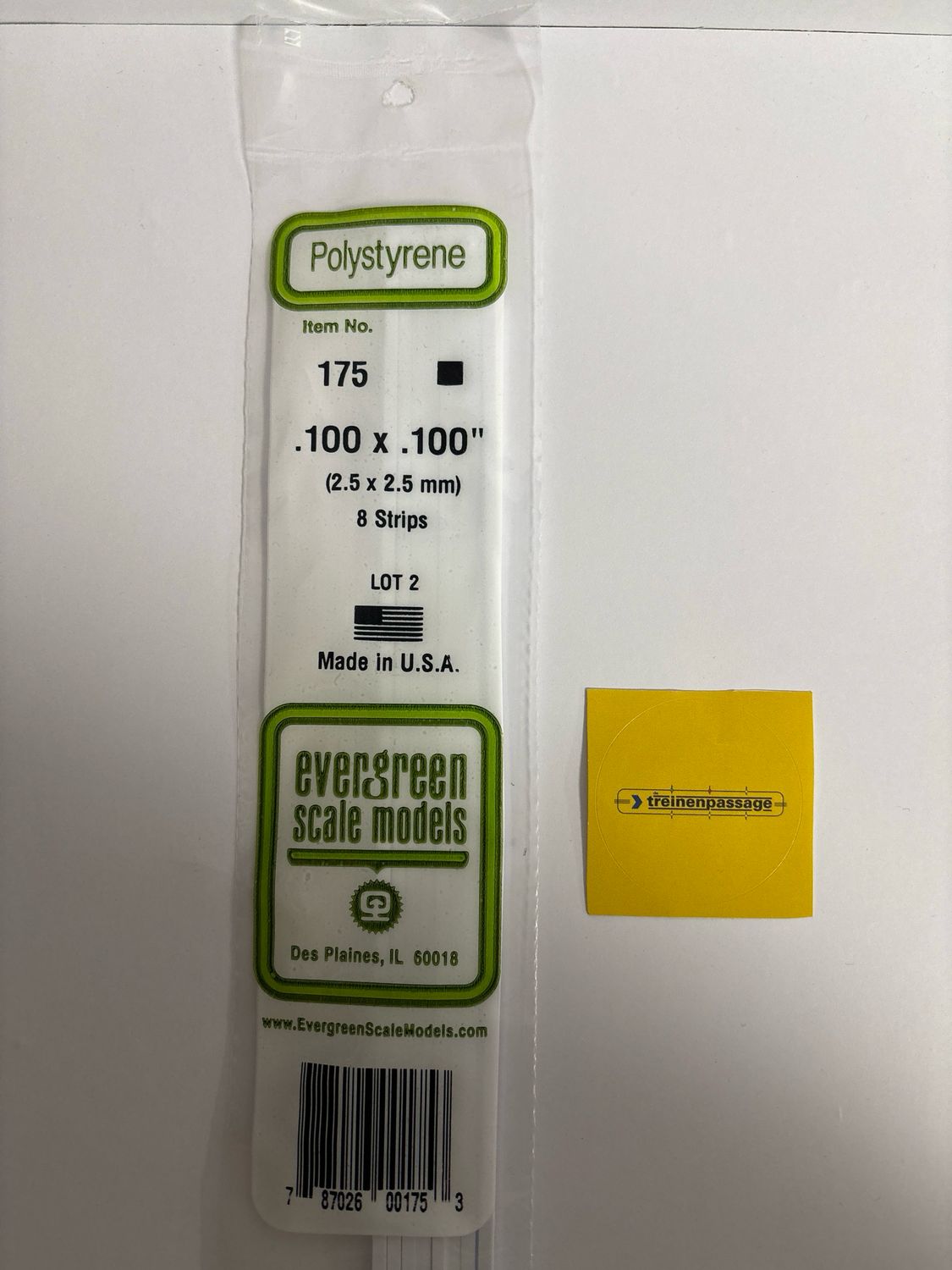 Evergreen 175 - Strip - L.355mm - 2.5x2.5