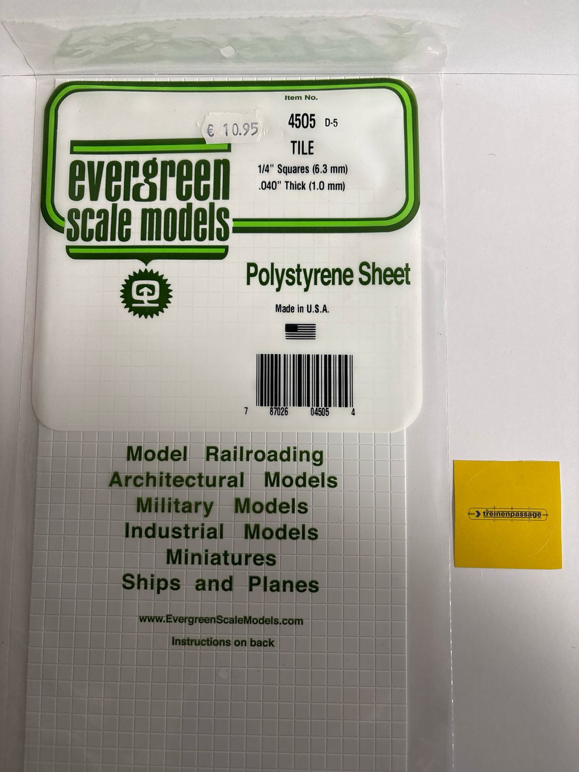 Evergreen 4505 - Tegelprofiel - 1 mm dik - Vierkant 6.4