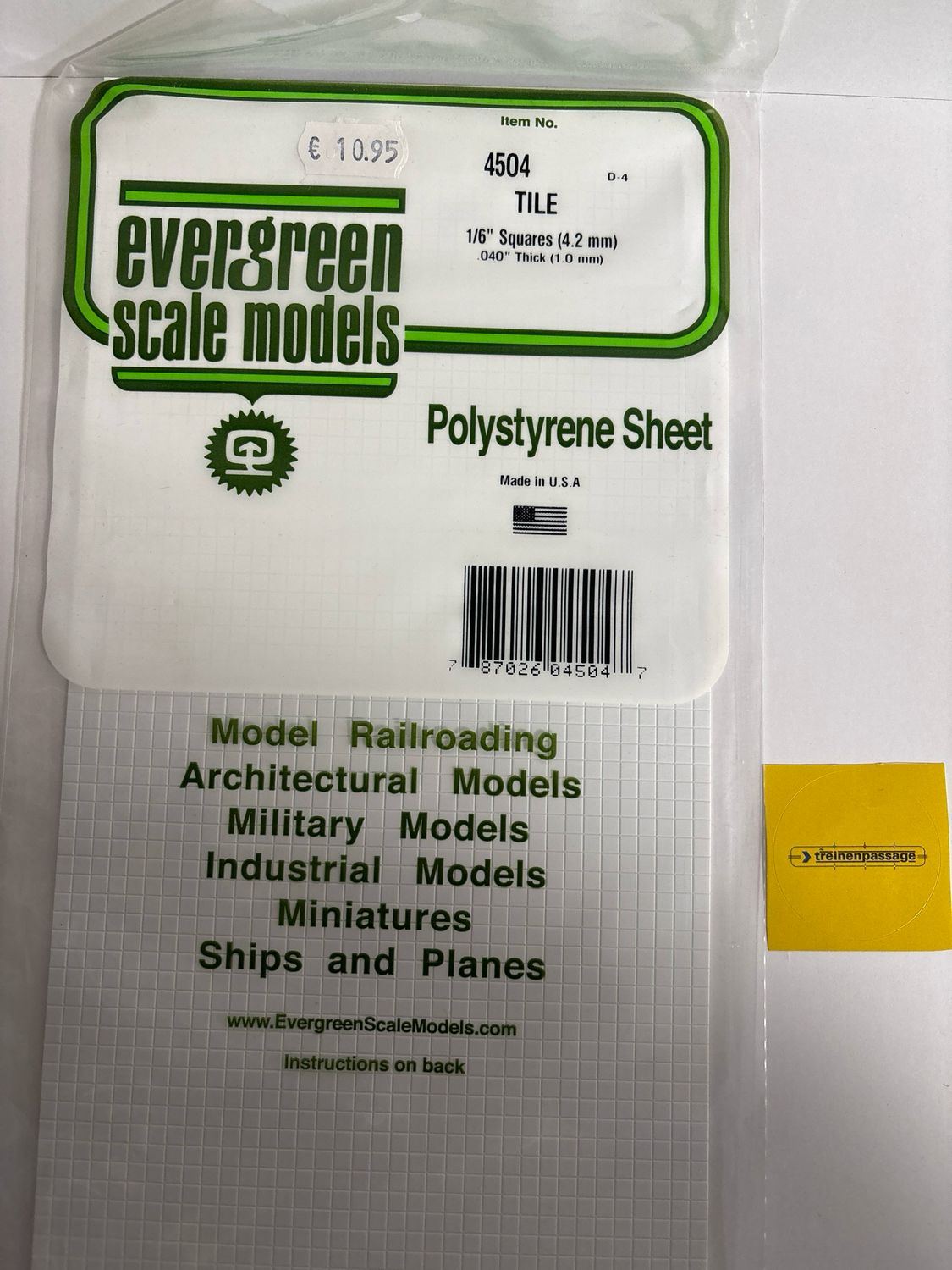 Evergreen 4504 - Tegelprofiel - 1 mm dik - Vierkant 4.2