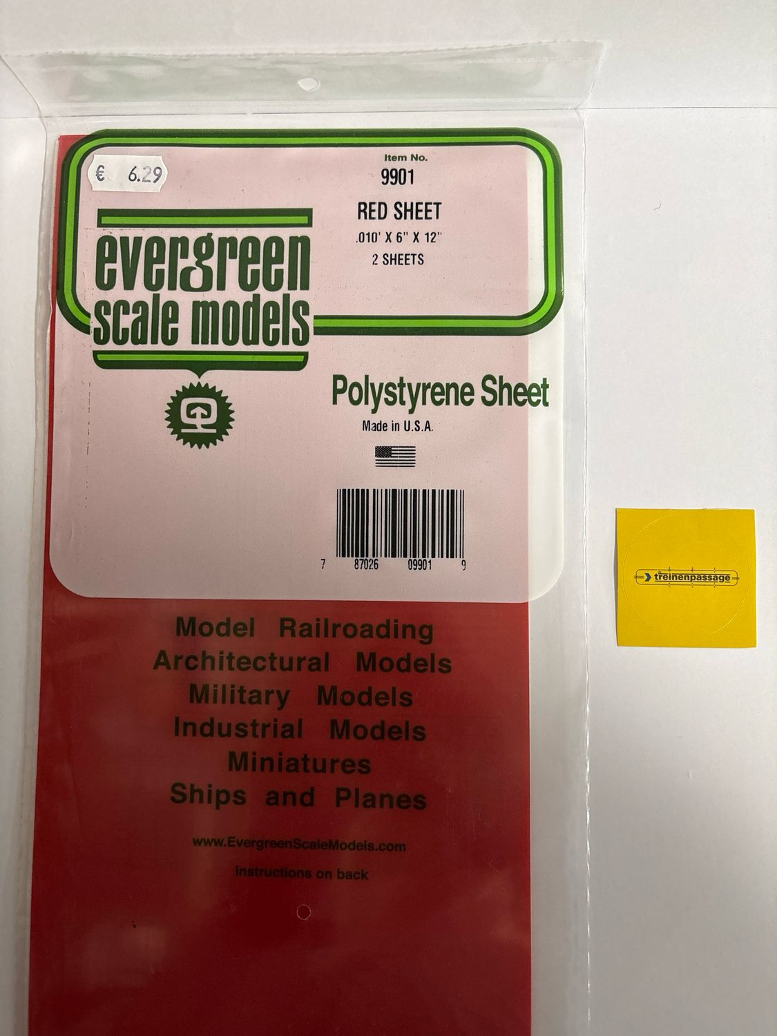 Evergreen 9901 - .010" thick RED (.25mm)