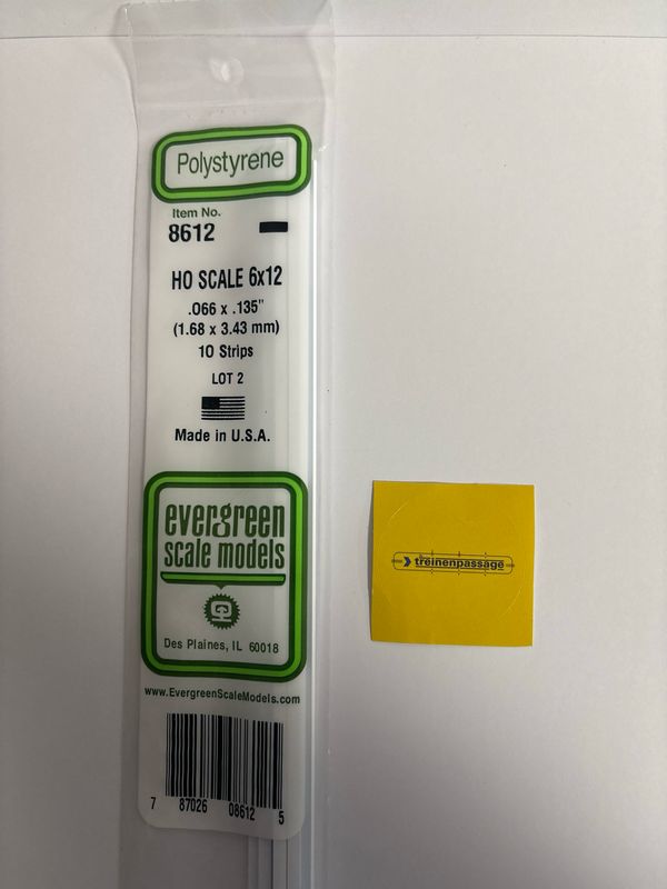 Evergreen 8612 - H0 Strip - 1,6x3,43