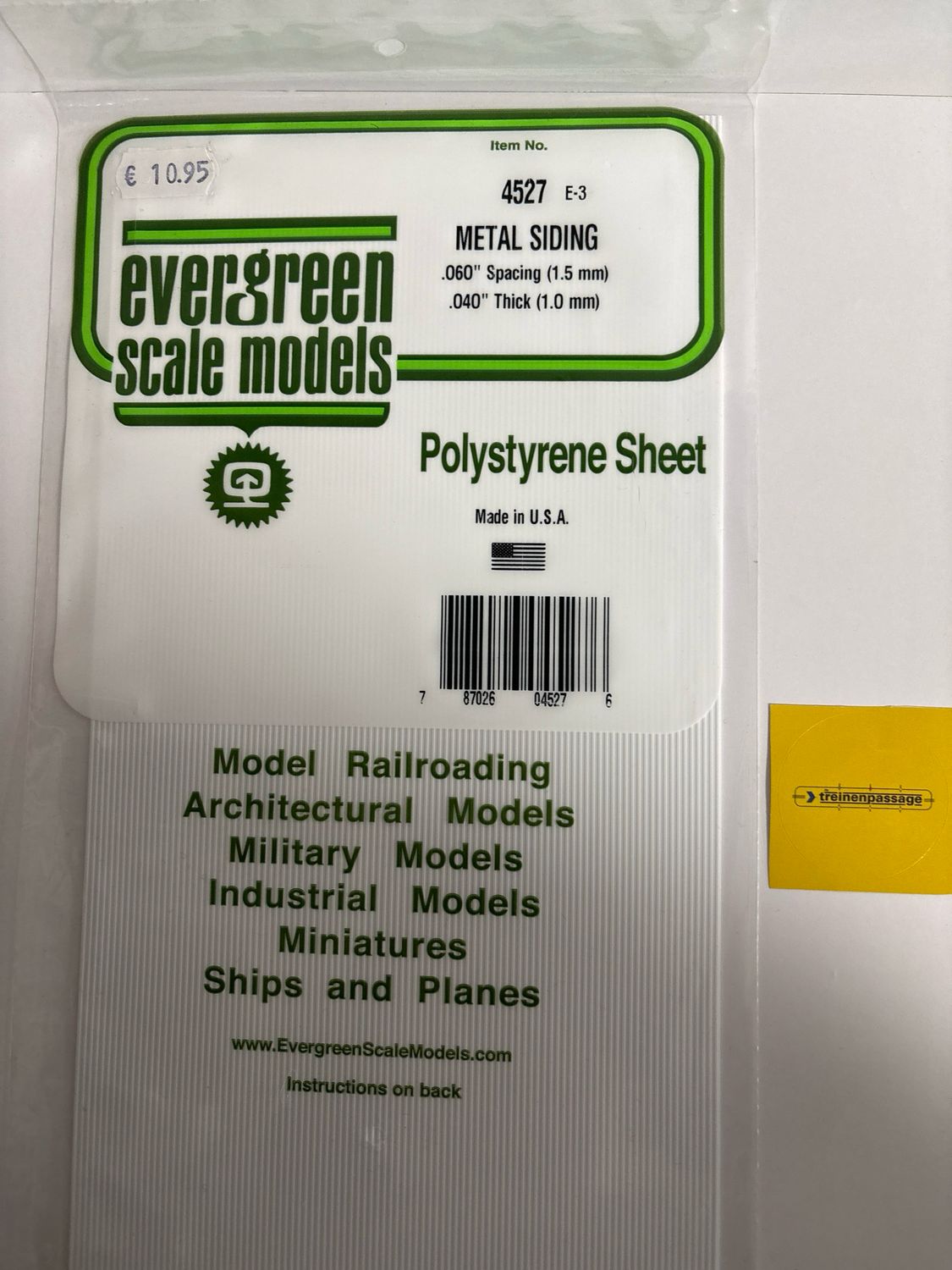 Evergreen 4527 - Metaalwand - 1mm dik - prof. breedte 1.5