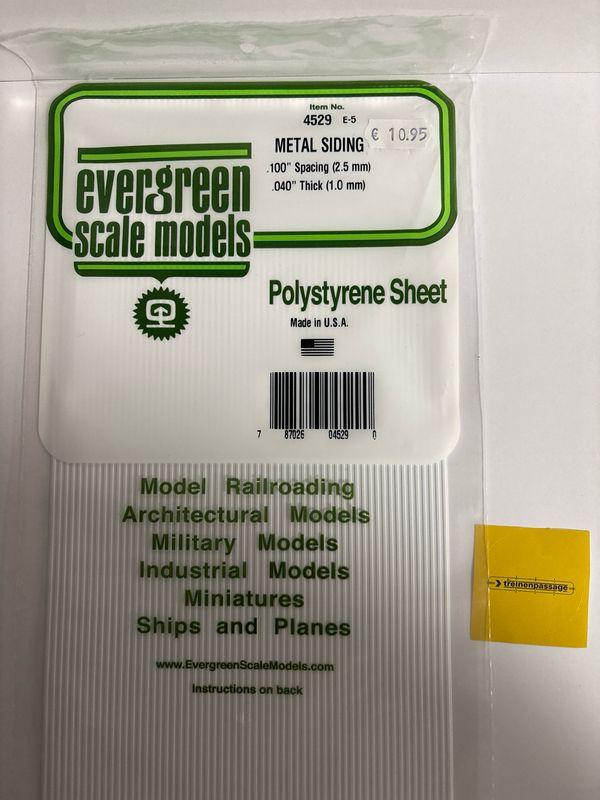 Evergreen 4529 - Metaalwand - 1mm dik - prof. breedte 2.5