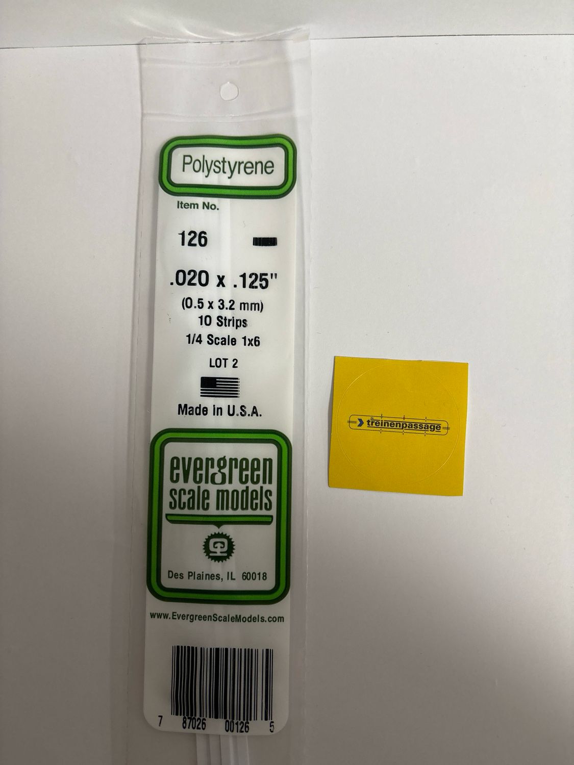 Evergreen 126 - Strip - L.355mm - 0.5x3.2