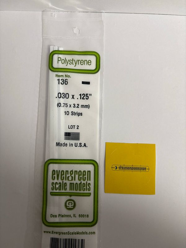 Evergreen 136 - Strip - L.355mm - 0.8x3.2