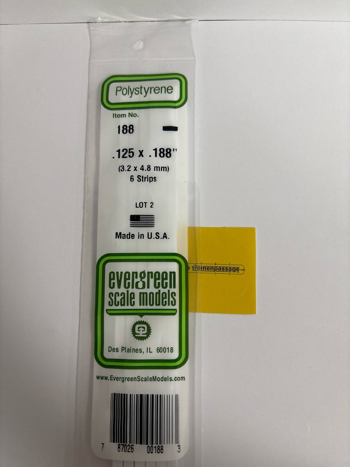 Evergreen 188 - Strip - L.355mm - 3.2x4.8