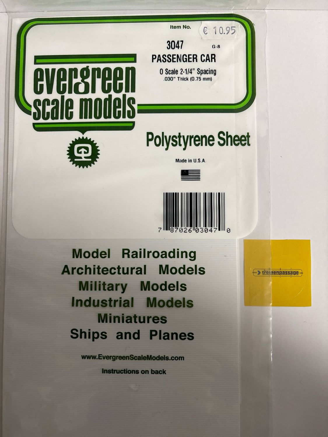 Evergreen 3047 - Gegroefd - 0.75mm dik - O pass. car sidi