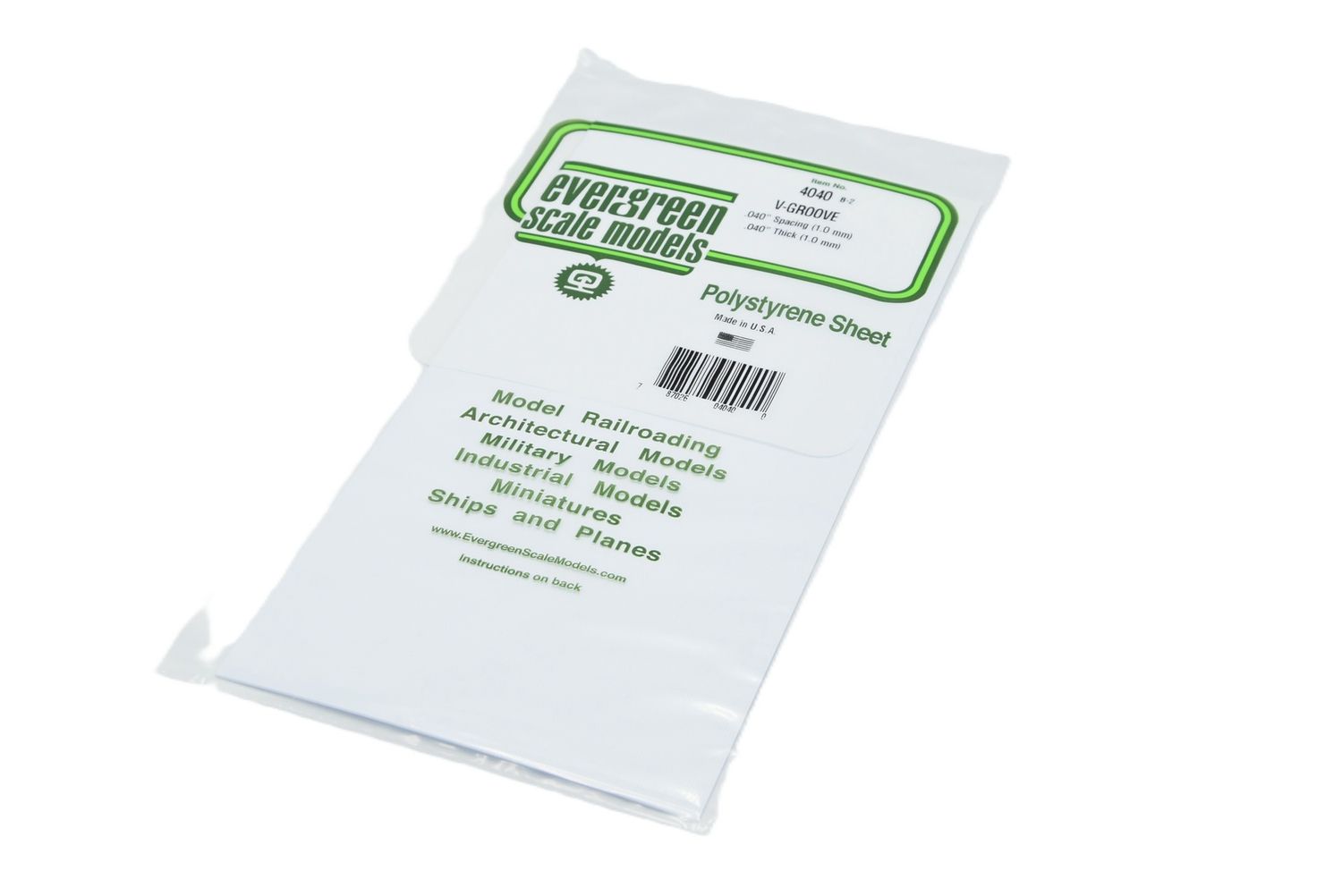 Evergreen 4040 - Gegroefd - 1mm dik - plankbreedte 1