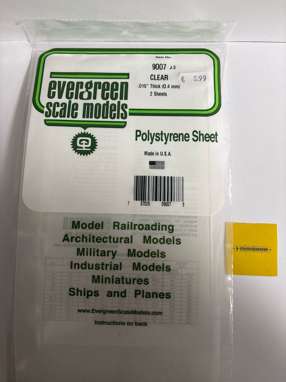 Evergreen 9007 - Gladde plaat 152x292 mm - Helder 0.4