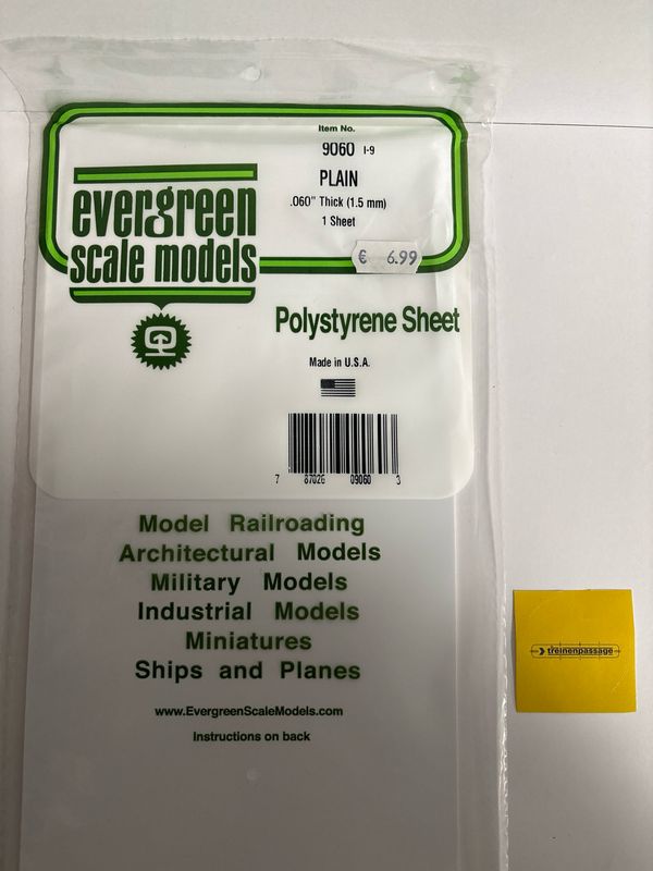 Evergreen 9060 - Gladde plaat 152x292 mm - Wit 1.5