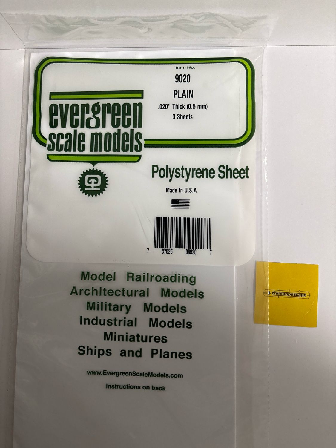 Evergreen 9020 - Gladde plaat 152x292 mm - Wit 0.5