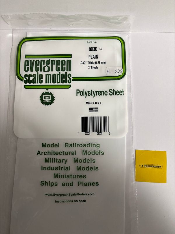 Evergreen 9030 - Gladde plaat 152x292 mm - Wit 0.8