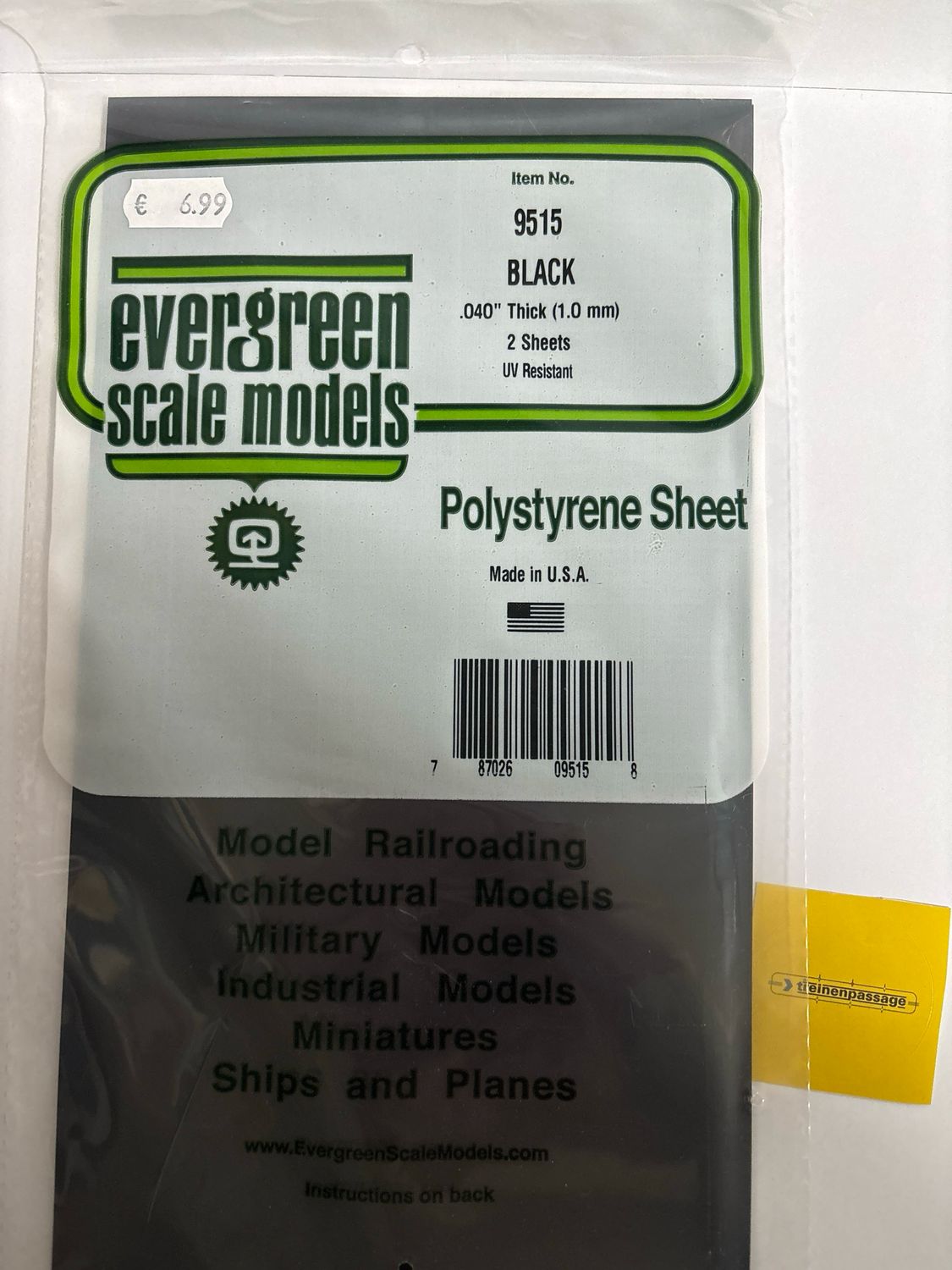 Evergreen - Gladde plaat, zwart 152x292 mm - Plaat,xxxx