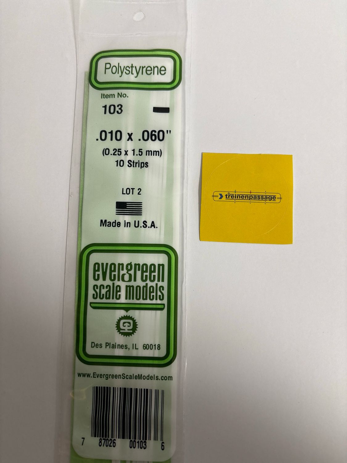 Evergreen 103 - Strip - L.355mm - 0.25x1.5