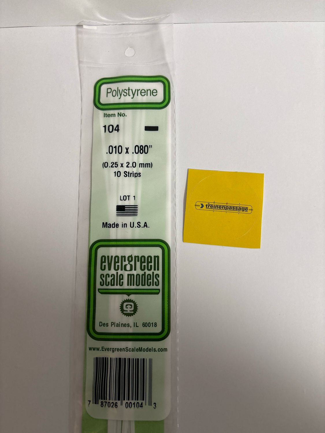 Evergreen 104 - Strip - L.355mm - 0.25x2