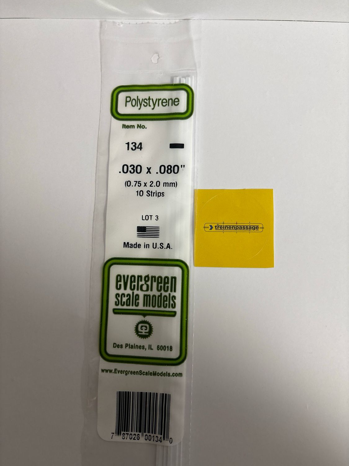 Evergreen 134 - Strip - L.355mm - 0.8x2
