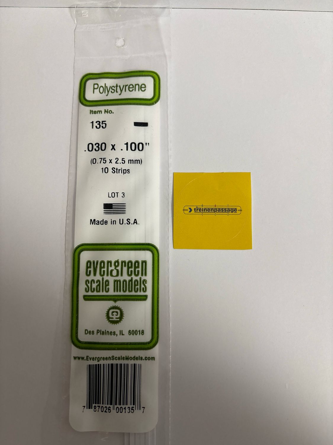 Evergreen 135 - Strip - L.355mm - 0.8x2.5