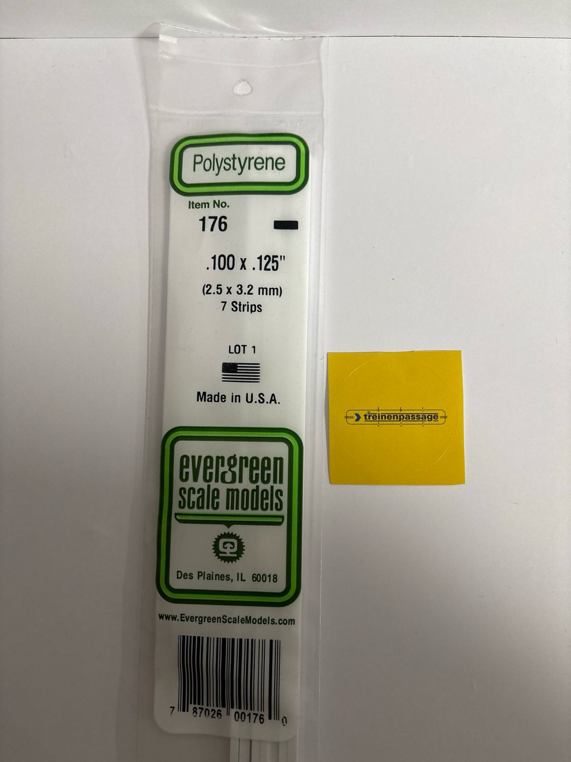 Evergreen 176 - Strip - L.355mm - 2.5x3.2