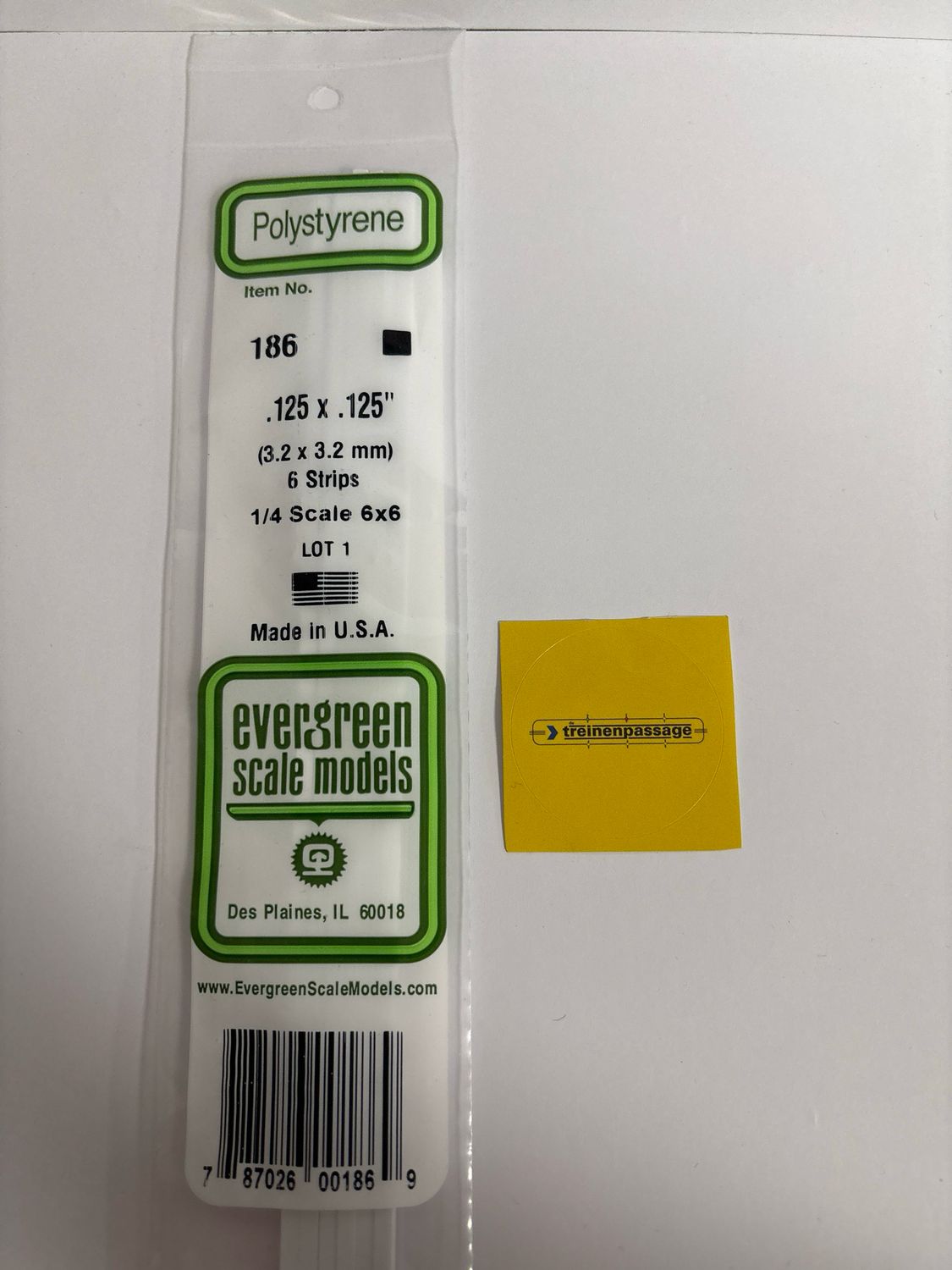 Evergreen 186 - Strip - L.355mm - 3.2x3.2