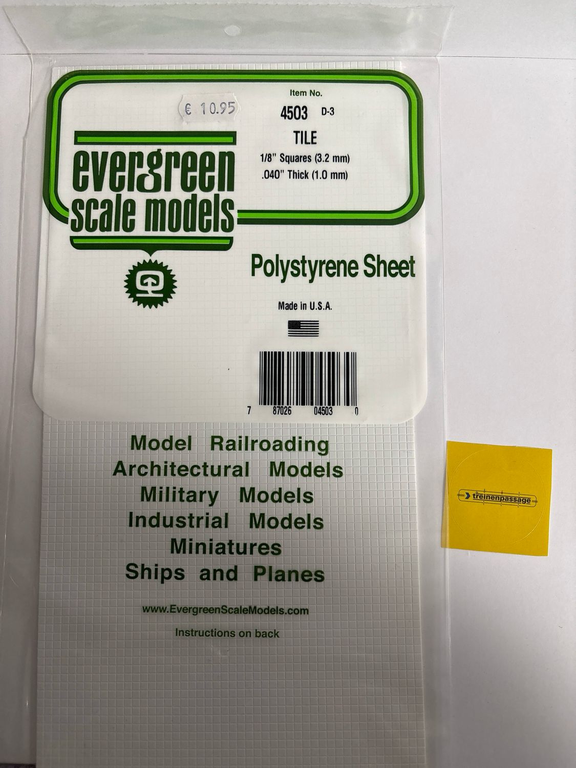 Evergreen 4503 - Tegelprofiel - 1 mm dik - Vierkant 3.2