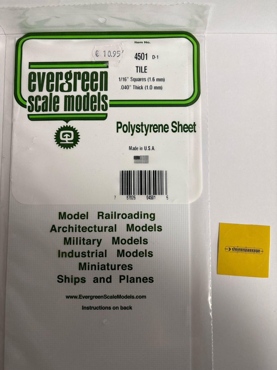 Evergreen 4501 - Tegelprofiel - 1 mm dik - Vierkant 1.6