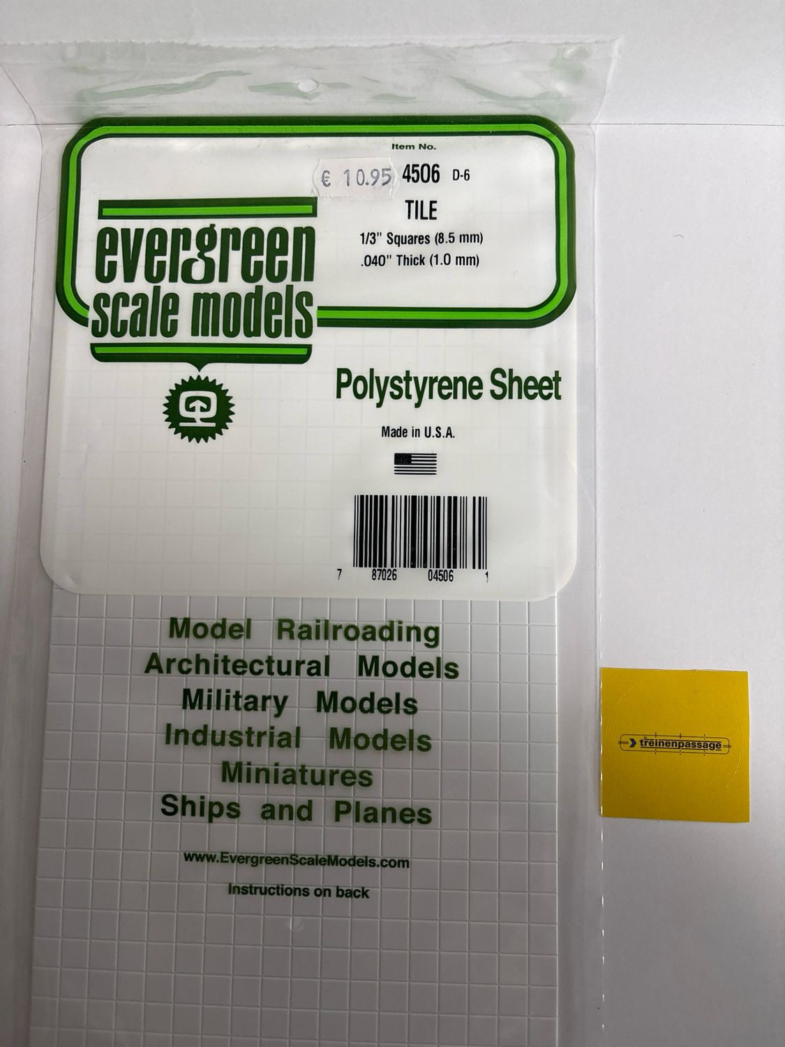 Evergreen 4506 - Tegelprofiel - 1 mm dik - Vierkant 8.5