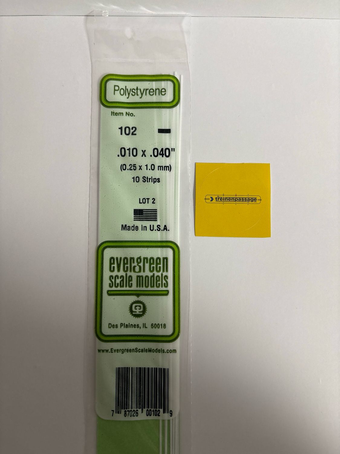 Evergreen 102 - Strip - L.355mm - 0.25x1