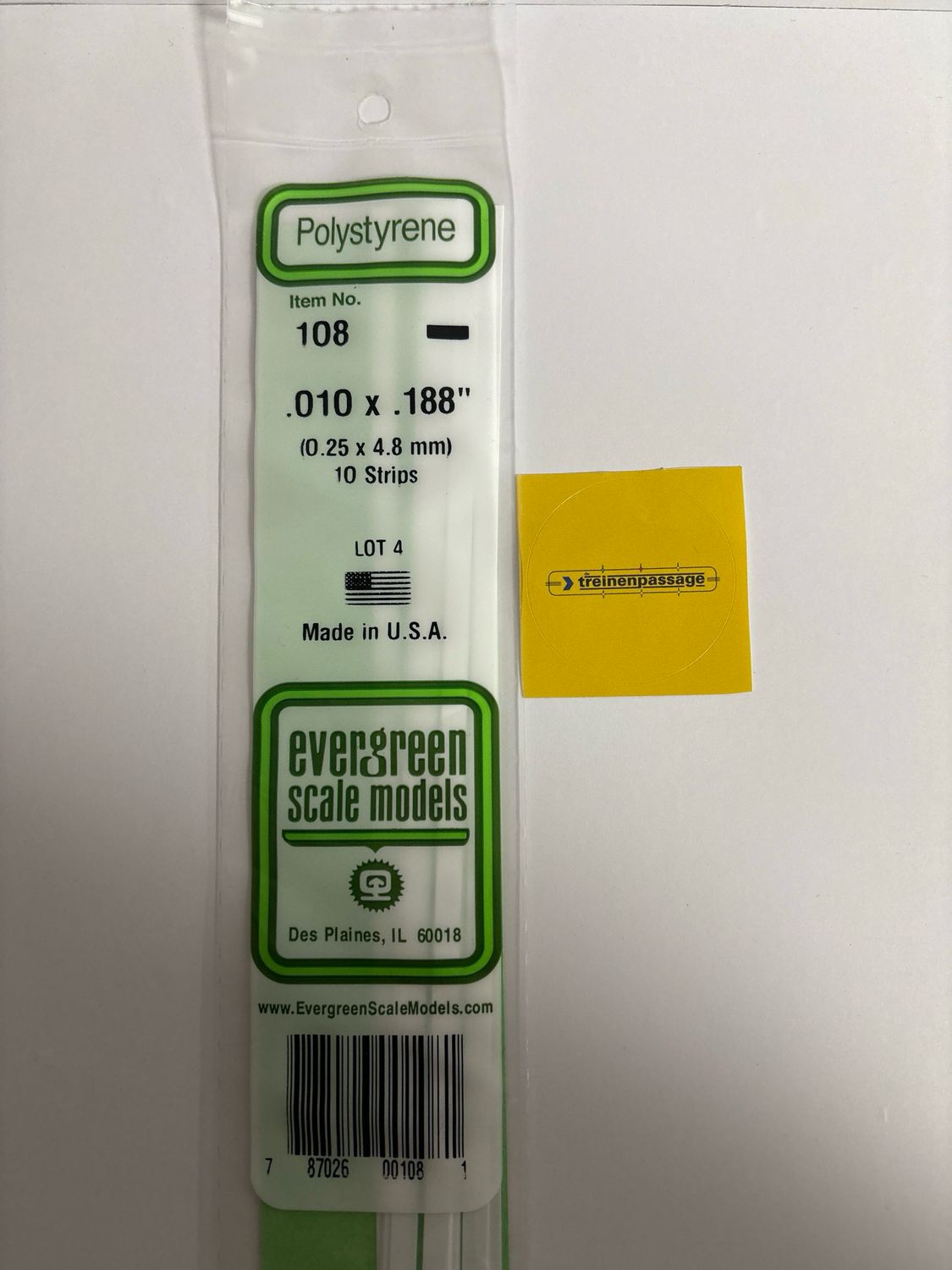 Evergreen 108 - Strip - L.355mm - 0.25x4.8