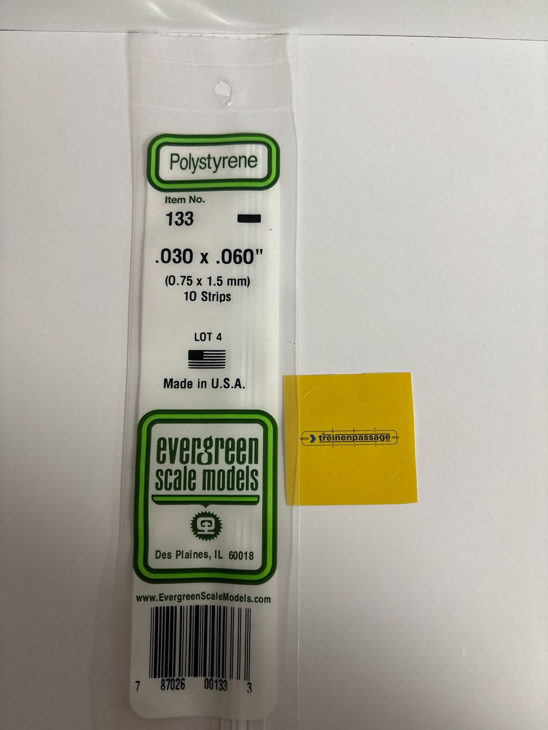 Evergreen 133 - Strip - L.355mm - 0.75x1.5