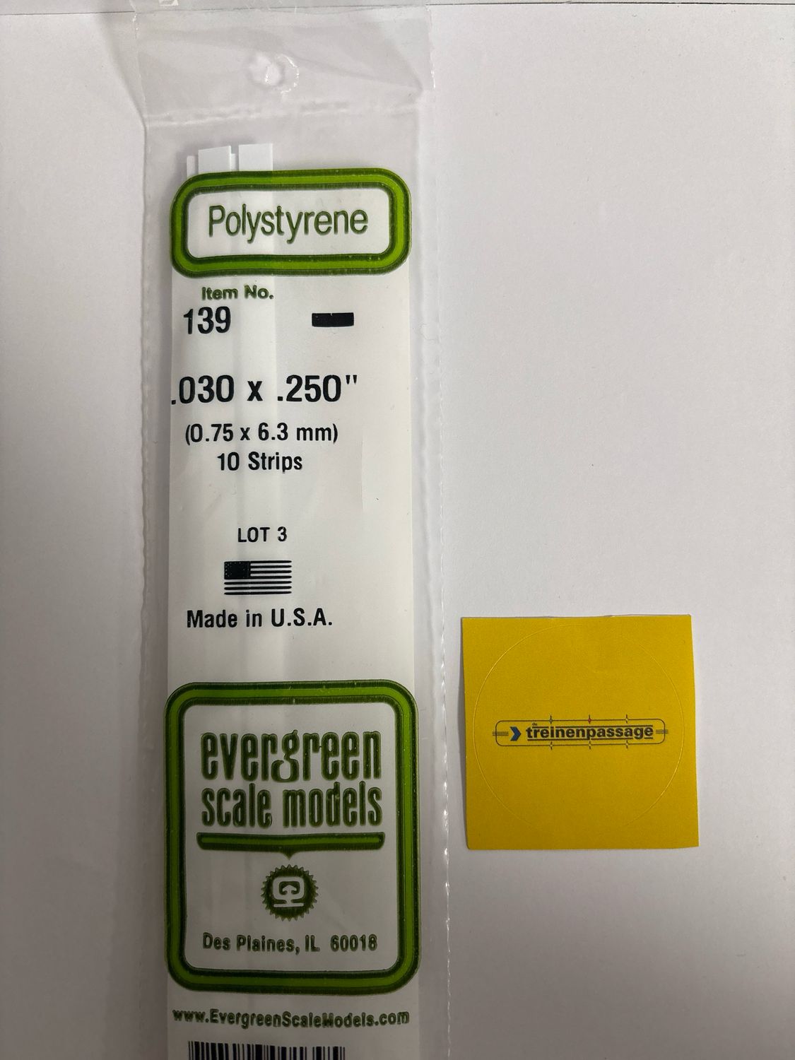 Evergreen 139 - Strip - L.355mm - 0.8x6.4