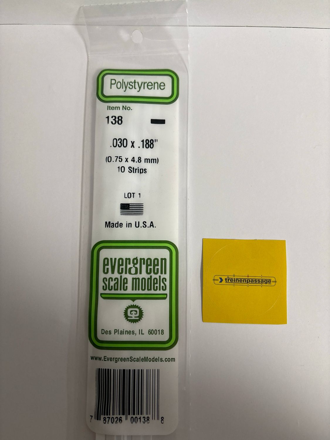 Evergreen 138 - Strip - L.355mm - 0.8x4.8