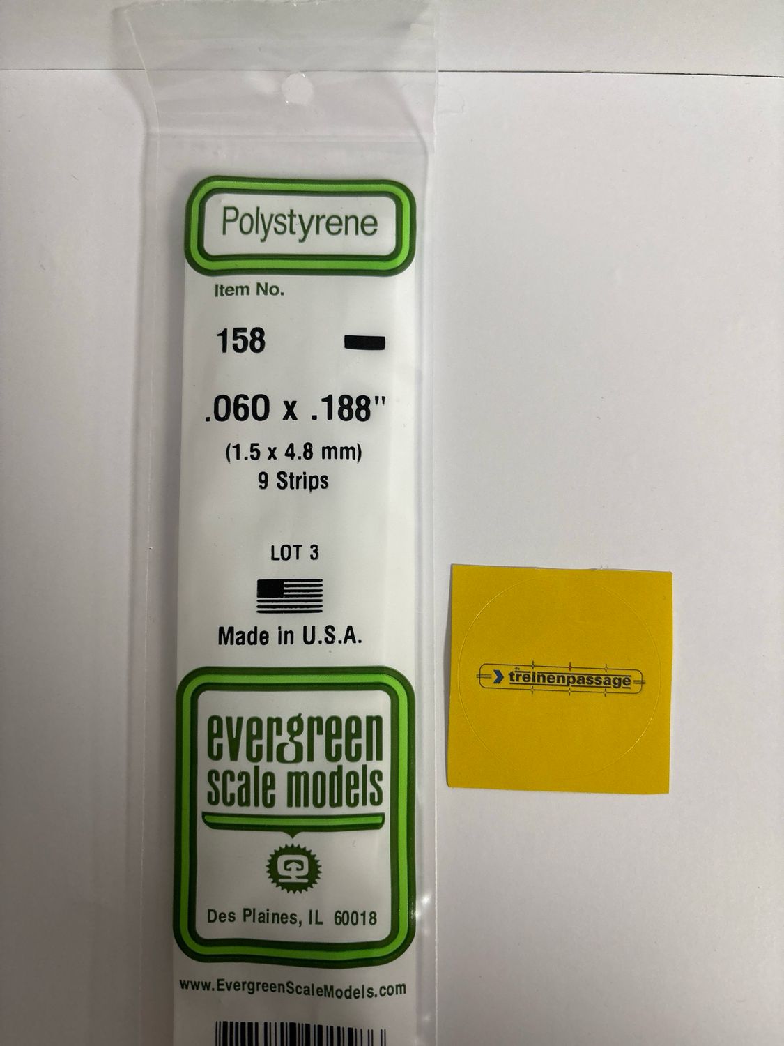 Evergreen 158 - Strip - L.355mm - 1.5x4.8