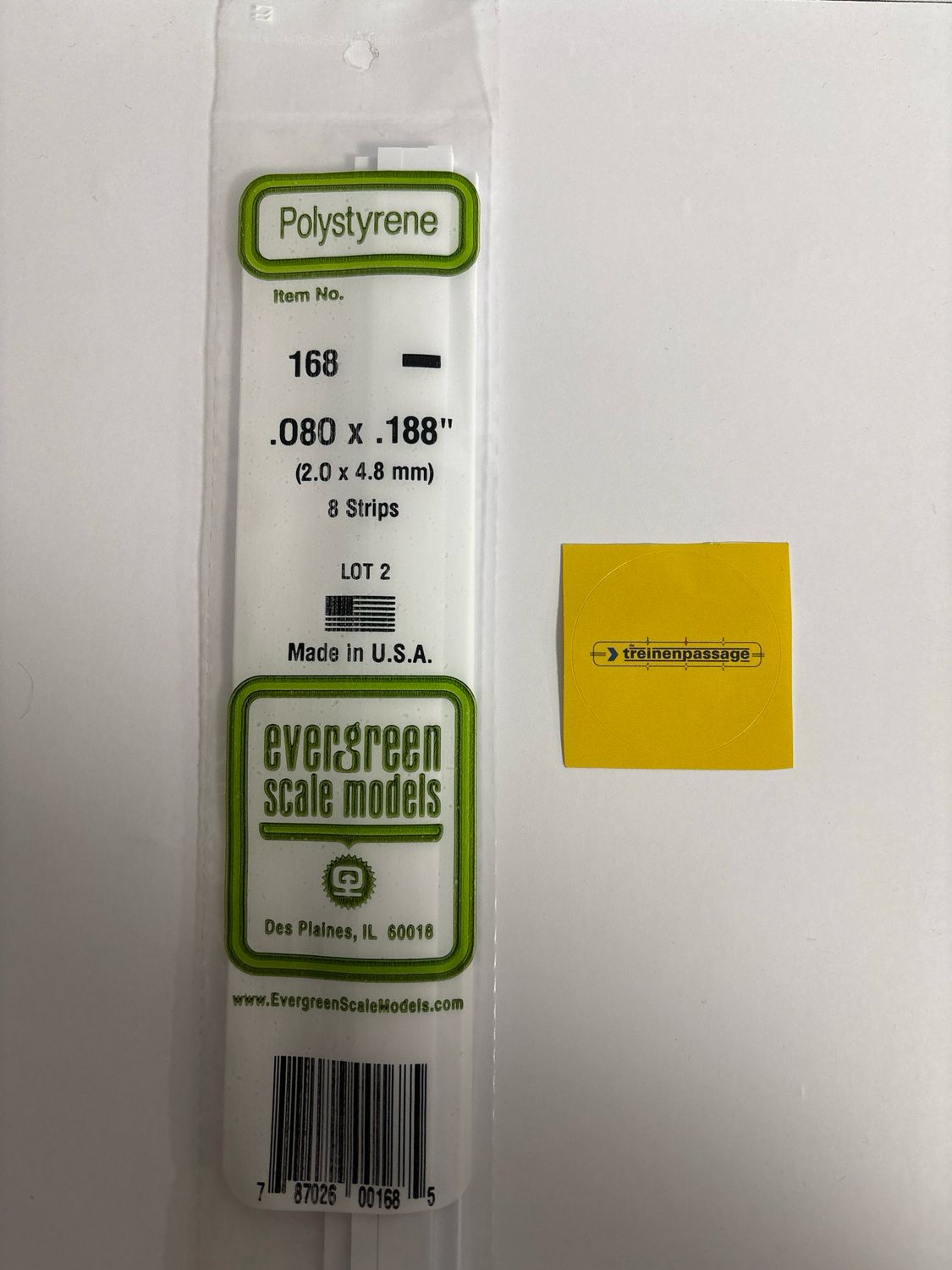 Evergreen 168 - Strip - L.355mm - 2x4.8