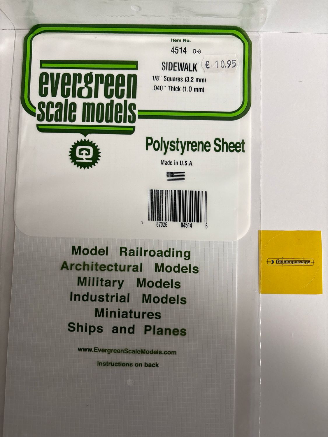 Evergreen 4514 - Trottoir - 1mm dik - Vierkant 3.2