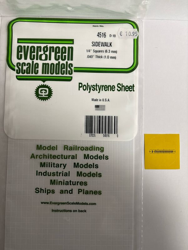 Evergreen 4516 - Trottoir - 1mm dik - Vierkant 6.4