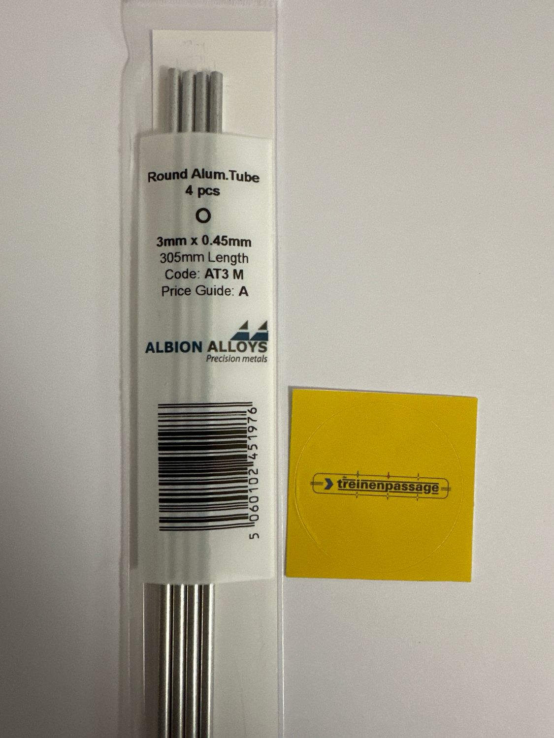 Albion AT3M - Aluminium tube 3.0mm x 0.45mm